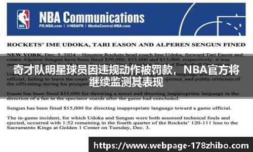 奇才队明星球员因违规动作被罚款，NBA官方将继续监测其表现