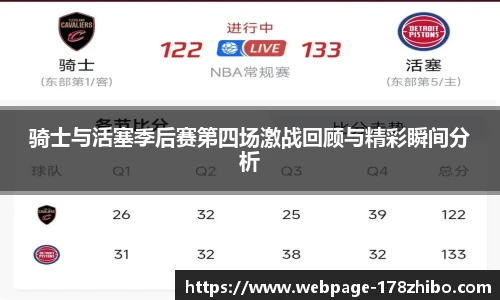骑士与活塞季后赛第四场激战回顾与精彩瞬间分析